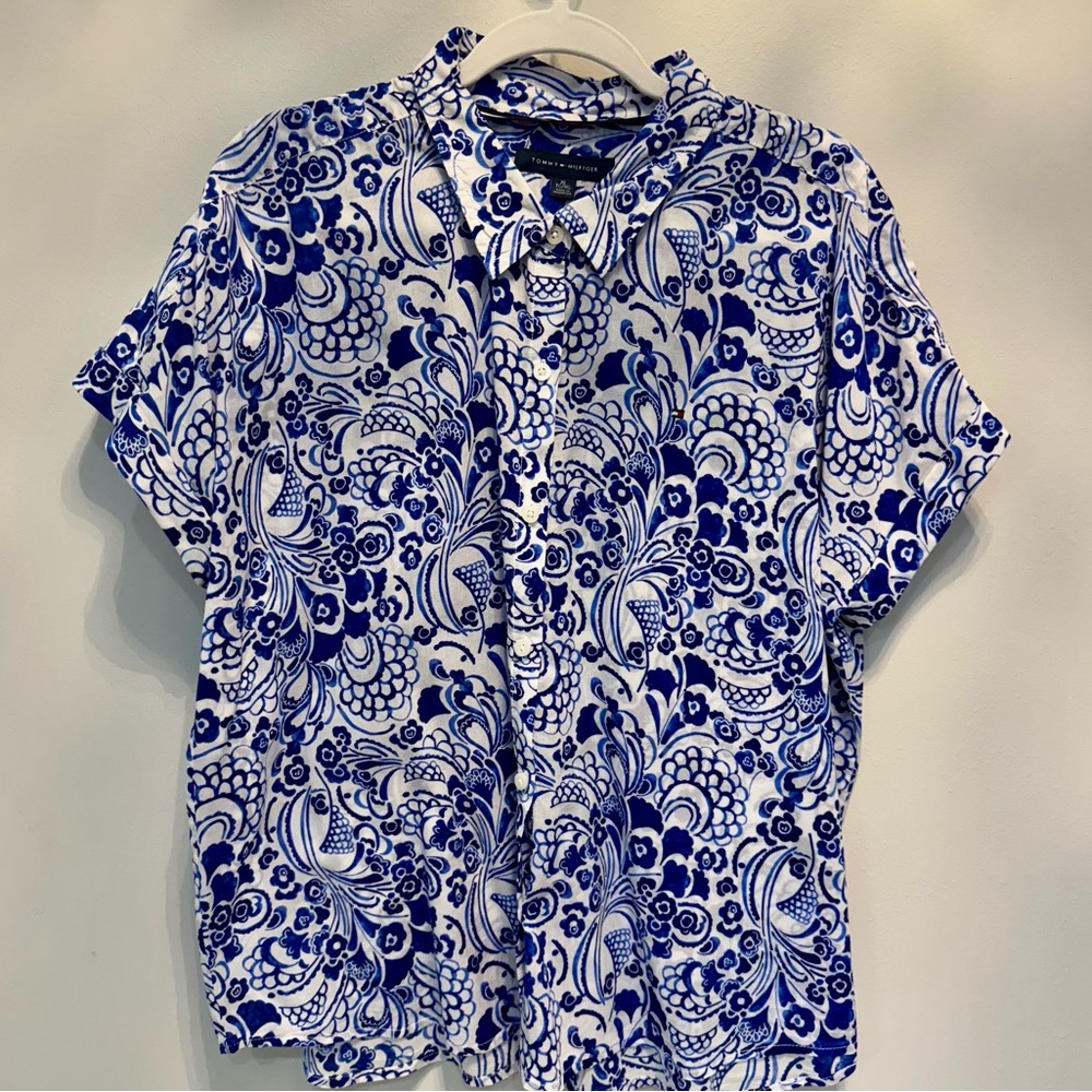 Tommy Hilfiger Blue and White Floral Blouse